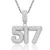 Iced Out Luckly Number Custom Pendant Necklaces for Men's Hip Hop Jewelry Gold Silver Color with free chain