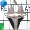 Designer Femme Bikinis Deux Pièces Tankinis Avec Lettre Maillots De Bain Cristal Vêtements De Yoga D'été Plage De Luxe Maillots De Bain Maillot De Bain À Trois Points S-XLF