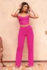 Summer Fuchsia Women Pants Suits Celebrity Lady Anpassning Evening Party Blazer Wear Lace Tops 2 Pieces