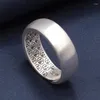Cluster Rings Sterling Silver Ring 999 Plain Retro Wide Face Blessing Justerbara smycken Män och kvinnor