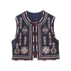 Gilet da donna 2024 Moda Boho femminile senza maniche girocollo giacche aperte sul davanti Capispalla ricamati autunnali vintage