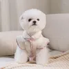 Cão vestuário pet casaco quente outono inverno médio pequeno roupas de pelúcia camisola doce jaqueta gatinho filhote de cachorro veludo colete yorkshire poodle arco