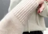 Chandails pour femmes 2023 Automne Veste d'étudiant Pull en vrac Femmes All-Match Chemise de fond Couleur pure Tricot à capuche H699