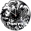 Horloges murales Japonais Classique Anime Ponyo Record Horloge Pour Salon Décor À La Maison Manga Rétro Musique Longplay