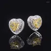 Çember Küpeler Orijinal Gerçek Mücevherler S925 Gümüş Örgü Kırmızı Moda Dokusu Yüksek Karbon Sarı Elmas Kadın Seti Ana Taş 12