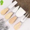 New 4 Piece Cheese Knives Set with Wooden Handle Stainless Cheese knife set for Cheese spread Cheese Slicer and Butter Cutter