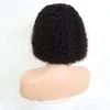 13x4 frente do laço bob peruca kinky encaracolado brasileiro peruano cabelo virgem humano 150% 180% 210% densidade de seda perucas de renda reta