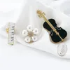 Brosches Pins Violin Piano Musical Four PCS Suit Metal Pin Kläder Skjorta Jeans Brooch Badge Charm för kvinnorpinnen