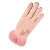 Gants d'hiver à cinq doigts pour femmes, mitaines chaudes et épaisses en daim, Double poignet en peluche, gants de conduite pour écran tactile #07