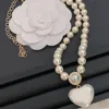 Light Luxury Fashion Women Extended Gold Necklace Heart Shaped Pearl Disc Frosted Chassis Pendant Lady Design Syckel Högkvalitativ Copper Charm Halsband