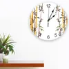 Horloges murales flèche jaune bambou plante art design moderne montre suspendue créative maison salon décor