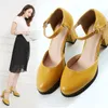 Dress Shoes Ymechic Fashion Summer Dames Heel Black Office Buckle Mary Jane Cute Yellow Party Ladies High Heel Pumps 43