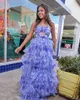 Print Floral Ruffle Prom Dress 2k24 Bodysuit Keyhole Halter Purple Tiered Tulle Preteen Lady Pageant Formal Evening Cocktail Party Runway Black-Tie Gala sherri