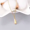 Chains Simple Design Stainless Steel 14k Gold Plated Waterdrop Charm Pendant Necklace Women Geometric Shiny Choker