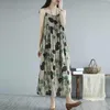 Casual Dresses Mori Girl Style Polka Dot Sleeveless Slet Dress Summer Elegant skarvad A-Line Female Clothing Vintage Loose Long Long