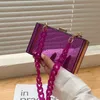 Shoulder Bags Acrylic Transparent Box Tote Long Chain New High-quality Pvc Women's Designer Square 230404