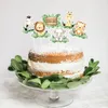 Festliga leveranser baby shower safari djungel djur tema cupcake toppers skog födelsedagsfest för barn och vuxna dekoratio