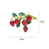 Enamel Strawberry Brooches Fruit cute flower strawberry girl brooch enamel silk scarf buckle clothing DIY Hat Bag Accessories GC2021