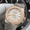 Ap Swiss Luxe Polshorloges Royal Oak Series 15400sr Roségoud Kamer Heren Witte Plaat Kalender Mode Vrije tijd Sport Terug Transparant Automatisch Mechanisch Wr MISV