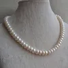Oryginalna biżuteria perłowa 17 cali biały kolor prawdziwy naszyjnik z perłami słodkowodnej 9 5-10 5 mm duży rozmiar biżuterii 2686