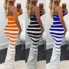 Robe d'été sexy pour femmes rayée Slim Off épaule Casual Bandage Bodycon Evening