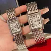 Luxury fashion his and hers watches vintage tank watches Diamond Gold Platinum rectangle quartz watch stainless steel fashion gift for couple