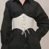 Riemen Gothic Brede Elastische Onderborst Vlinder Gedrukt Korsetten Voor Vrouwen PU Leer Wit Roze Gorset Riem Top Taille Trainer