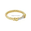 حلقات الفرقة Nagosa Classic 18K Gold Vermeil Tholesaler Sterling Sier Jewelry Cubic Zirconia wrap twist size حلقة تسليم DHMTV