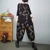 Jeans pour femmes 2023 printemps et automne lâche imprimé fleurs décontracté neuf points salopette surdimensionné Art Vintage Streetwear Denim sarouel