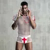 Set Cosplay Uomo Uniforme da dottore Intimo a rete Catsuit erotica Tuta Lingerie Giochi di ruolo sexy Abiti da club