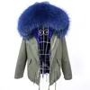 Women's Trench Coats Maomaokong Natural Real Raccoon Fur Collar Winter Coat Women Black Parkas Cotton Faux Lining Jacket