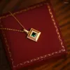 Kedjor 925 Sterling Silver Korean Green Stone Pendant Halsband CLAVICLE CHAIN ​​FÖR KVINNA VINTA Luxur Designer Jewelry Gift