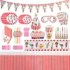 Disposable Dinnerware Circus Theme Birthday Party Tableware Set Carnival Animals Paper Plates Cups Baby Shower Decorations Supplies