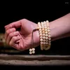 Colar brincos conjunto natural sangue cheio osso pulseira para mulheres e homens 108 contas de rosário antigo estilo nacional budista