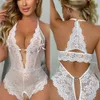 Costume Sexy Lingerie pour Femme Costume Érotique Entrejambe Ouvert Sous-Vêtements Féminins Robe en Dentelle Sexy Nuisettes Body Transparent Pamas