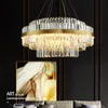 Lustre de teto LED moderno redondo da sala de jantar redonda da sala de estar lustre de lustre dourado de luxo de luxo decoração de iluminação de cristal