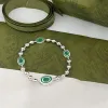 Designer zielony naszyjniki wisioranki luksusowe projektanci kobiety srebrne urocze bransoletki Naszyjnik z pudełkiem G2311079Z-6