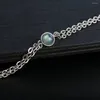 Anklets naturliga labradorite sten fotkedja charm smycken silver färg unik handgjorda