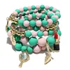 Strand Bohemian Multicolor Acrylic Stretch For Women Rhinestone Handbag&Lipstick Pendant Adjustable Elastic Jewelry