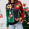 Suéteres femininos floco de neve padrão árvore de natal estilo natal malhas suéter longo sle crochê pulôveres casual gola redonda roupa de fériasL231107