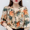 Damesblouses Overhemden Dames Lente Zomer Stijl Chiffon Top Dames Casual Halve mouw Stropdas Bedrukte top DF4198 230407