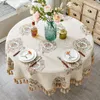 Nappe De Luxe Style Européen Ronde Avec Gland Brodé Jacquard Couverture Café Maison Décoration Nappe