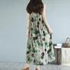 Casual Dresses Mori Girl Style Polka Dot Sleeveless Slet Dress Summer Elegant skarvad A-Line Female Clothing Vintage Loose Long Long