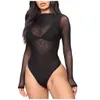 Damen Jumpsuits Strampler Lenceria Damen Mesh Teddy Strumpfhosen Transparente Unterwäsche Langarm Strumpfhosen Unterwäsche Nachtwäsche 230407