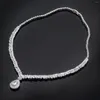 Necklace Earrings Set Luxury Dubai Wedding Bridal Jewelry For Women Water Drop Zircon 4pcs Jewellery