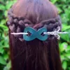Pinces à cheveux mode rétro hache vague bâton Green8-ShapePU épingle à cheveux en cuir pour femmes décoration de coiffure