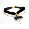 Bow Ties Woman Female Original Velvet Baroque Choker Neckband Collar Cross Court Retro Clavicle Chain Necklace Jewelry