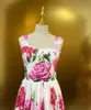 Womens dress sleeveless pink carnation print midi dress