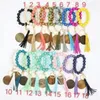 Party Cross-border beaded wooden bead keychain fashion personality disc tassel bracelet key ring female wholesale tt0407