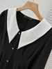 Robes décontractées Black Chic Doll Collier élégant et jolie robe pour femme automne hiver manches longues en vrac 2023 coréen vintage Hepburn